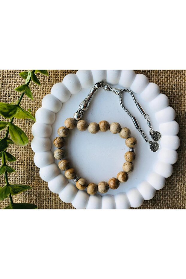 10 mm Jasper Natural Stone Mascot Prayer Beads with Gift Box