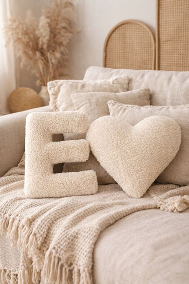 Valentine's Day Letter Pillow and Heart Pillow Teddy with Inner Filling 25 cm
