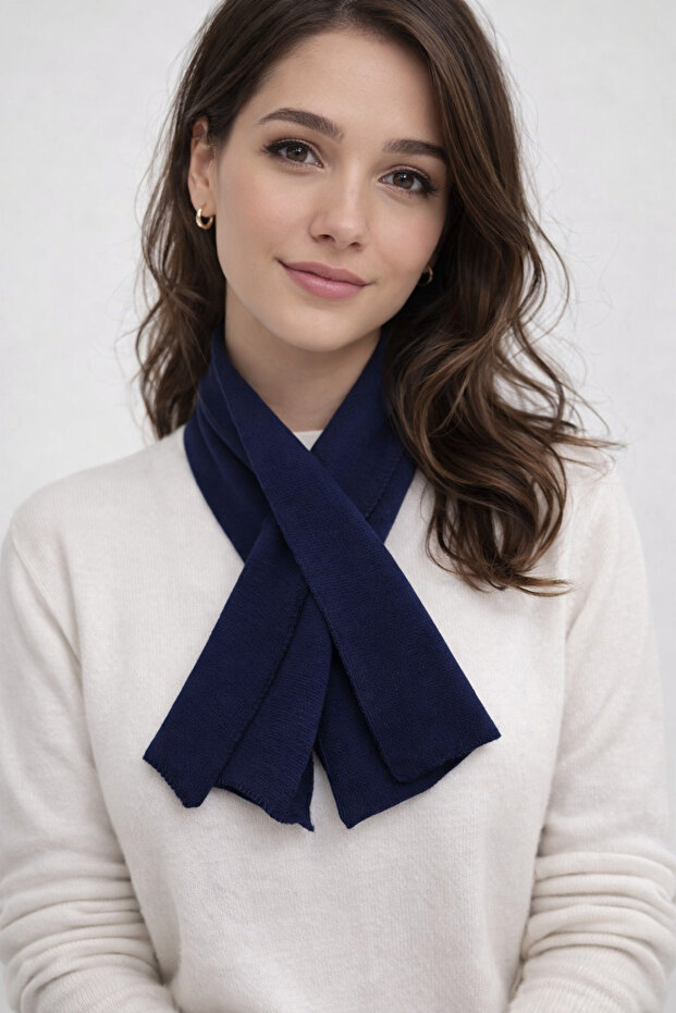 Cross-Tied Knitwear Acrylic Scarf