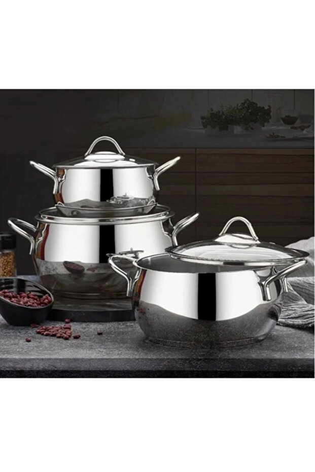 Çelik Tencere 3'lü Set - 1