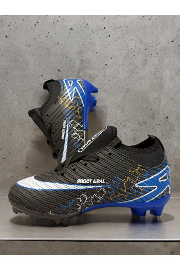 Children's Carpet Field Shoes with Spikes (Black-Blue)