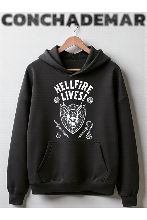 Stranger Things Hellfire Lives Printed Premium Cotton 3 Thread Combed Custom Design Sweatshirt