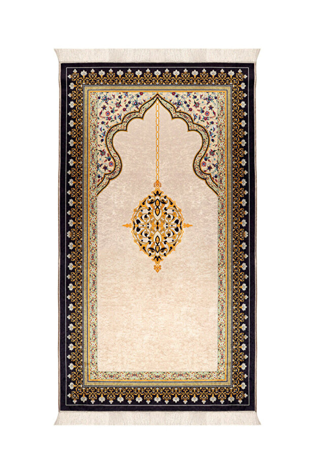 Bej Kadife Halı Seccade - 1