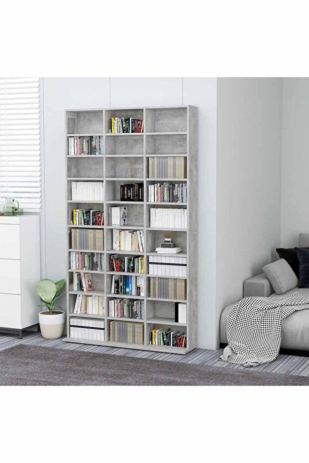 CD Cabinet Concrete Grey 102x16x177.5 cm Engineered Wood
