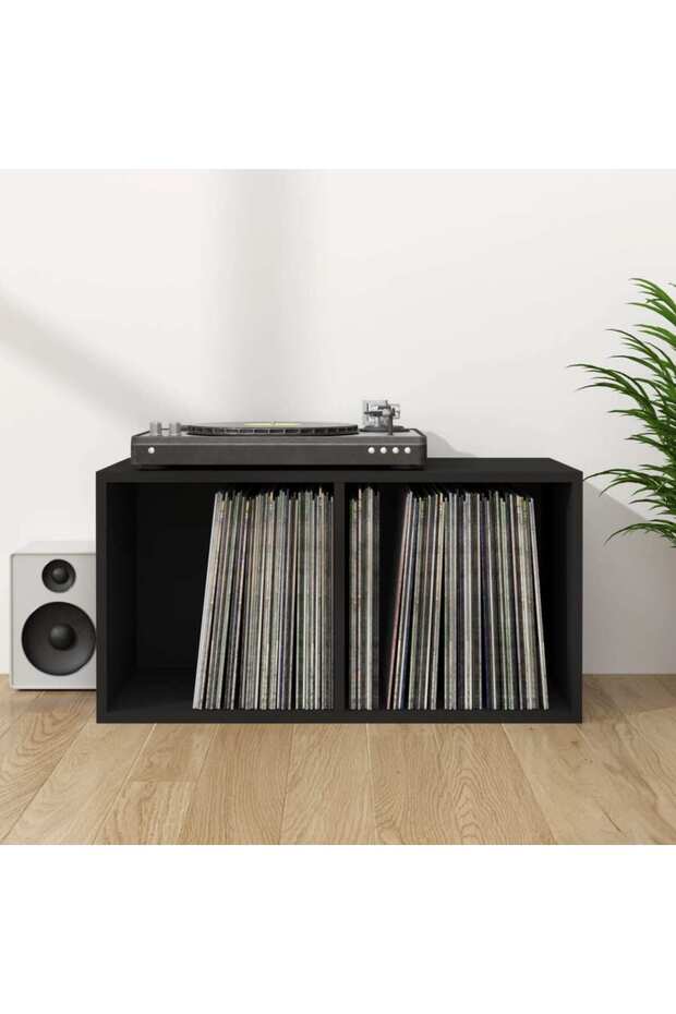 Vinyl Storage Box Black 71x34x36 cm Engineered Wood