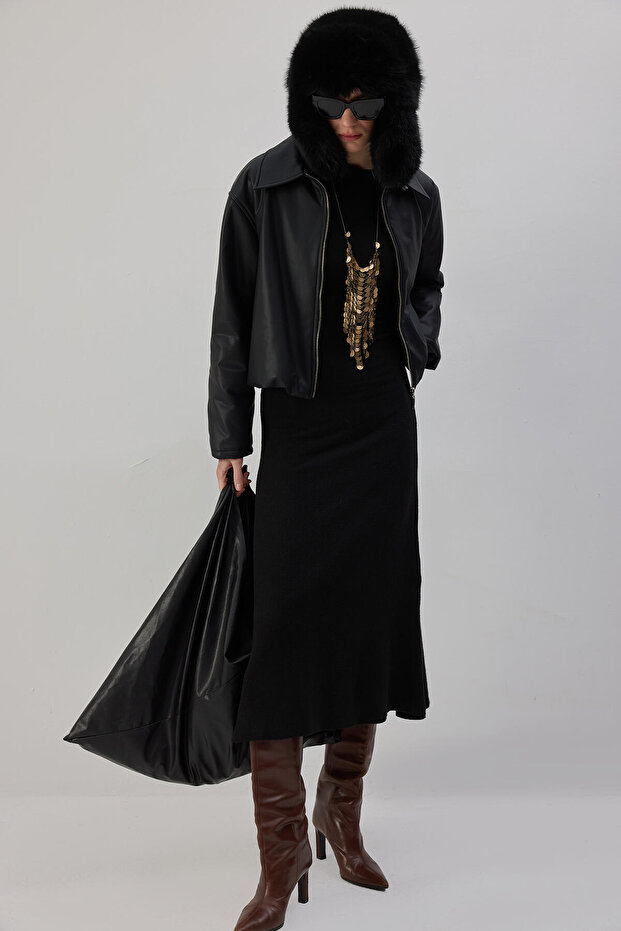 MAXİ TRİKO ELBİSE - 5