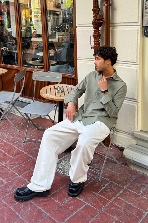 Basıc Regular Gömlek Haki - 4