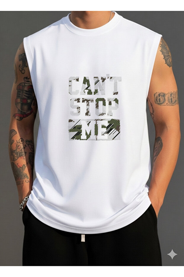 تيشيرت رجالي بدون أكمام من CAN'T STOP ME مطبوع