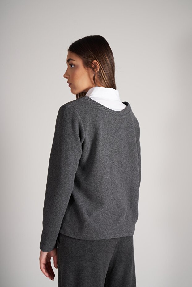 Gömlek Yaka Triko Sweatshirt - 3