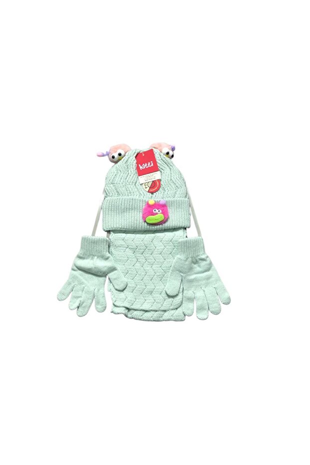 4-8 Years Old Girl's Scarf, Beanie, Gloves, Fleece Inside, 3-Piece Set 24170-04