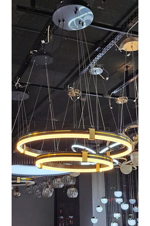 Üç Renk Led Sarkıt Halka Avize - 3