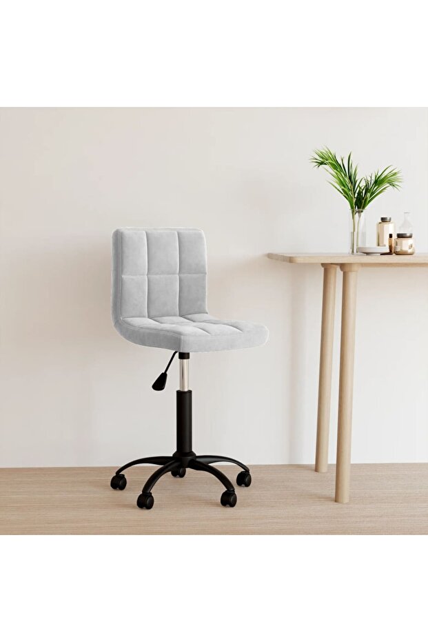 Swivel Office Chair Light Grey Velvet