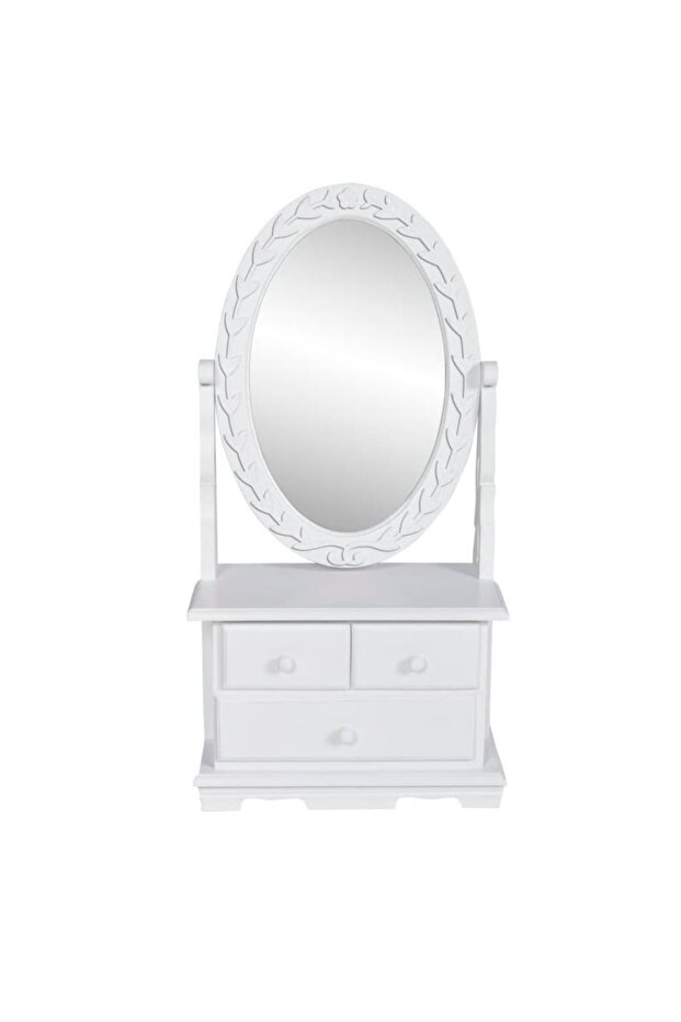 Vanity Makeup Table with Oval Swing Mirror MDF
