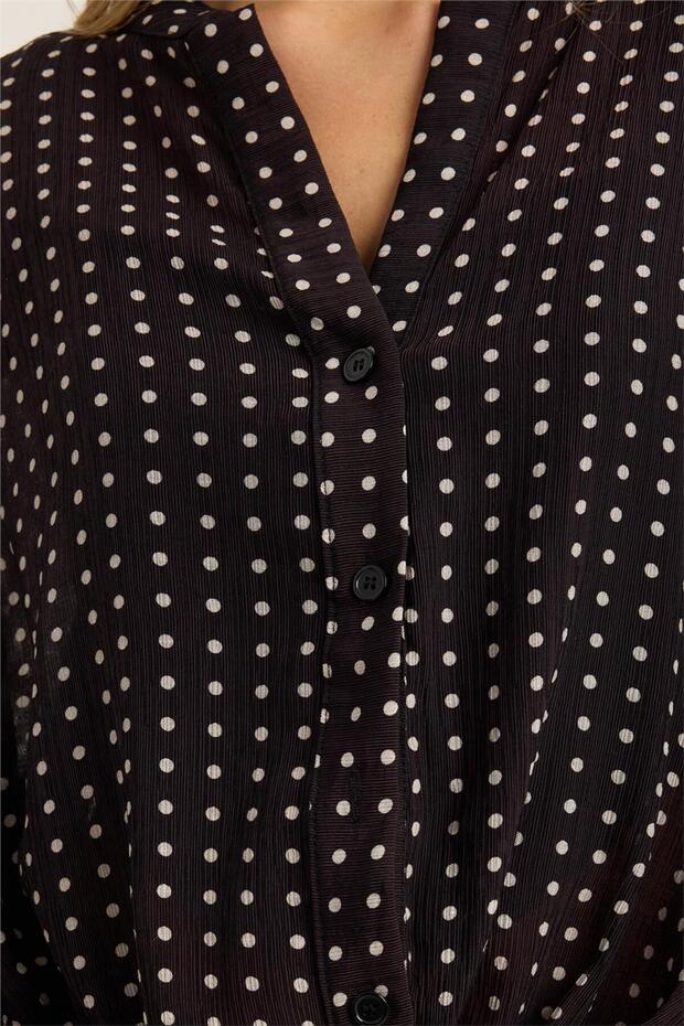 Puantiyeli Dik Gömlek - 4