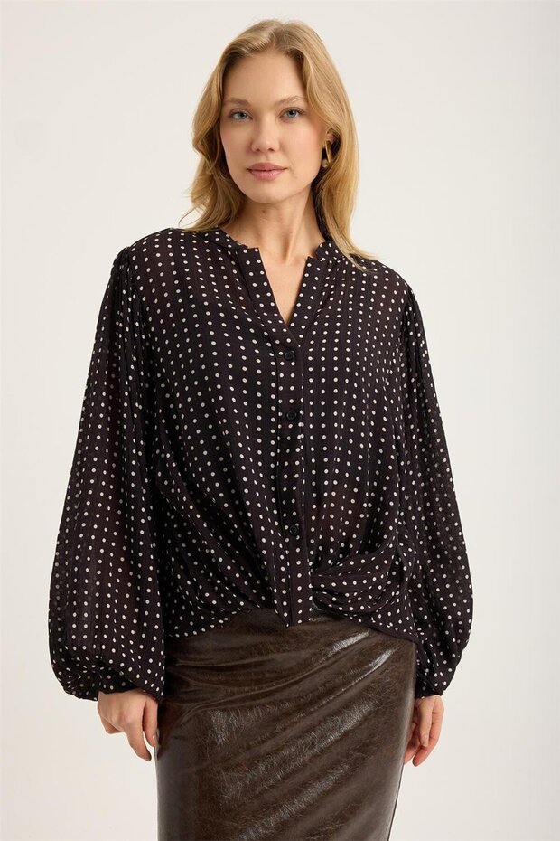 Puantiyeli Dik Gömlek - 1