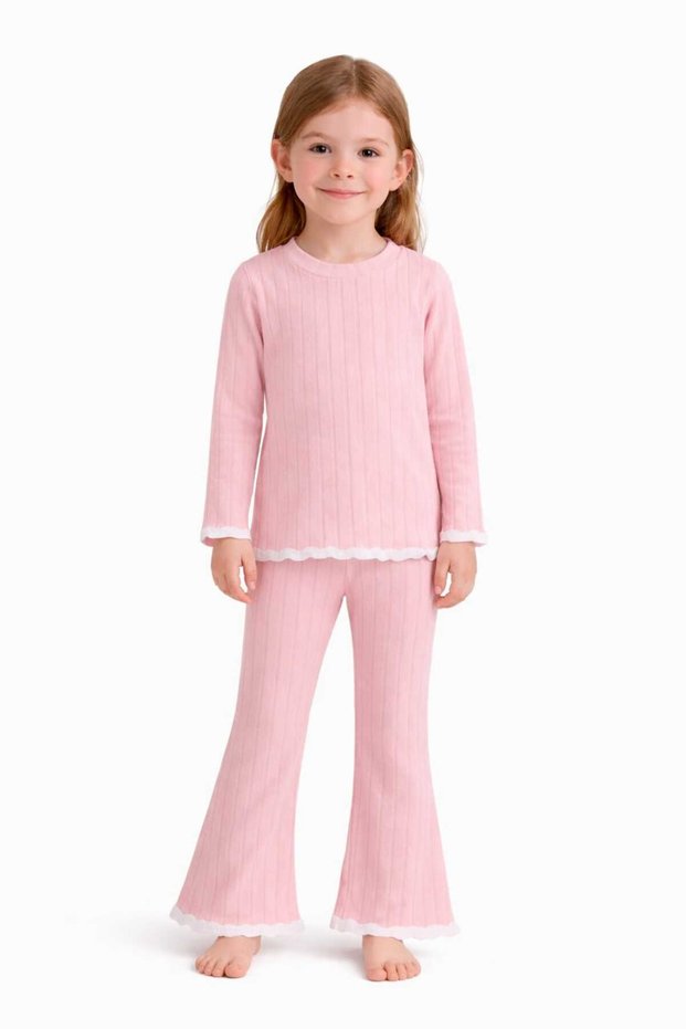 Girl's Transitional Fabric Blouse and Spanish Pants Bottom Top Set