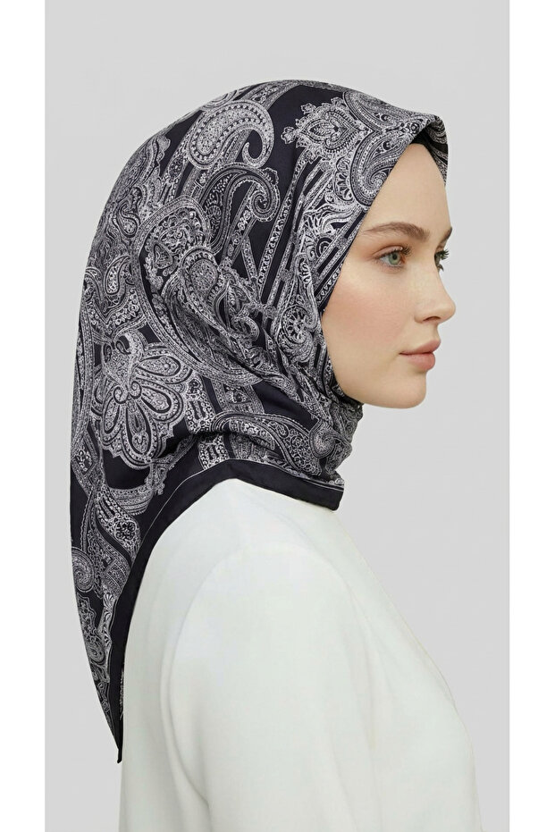 وشاح من البوليستر بنمط عرقي - أسود - 3