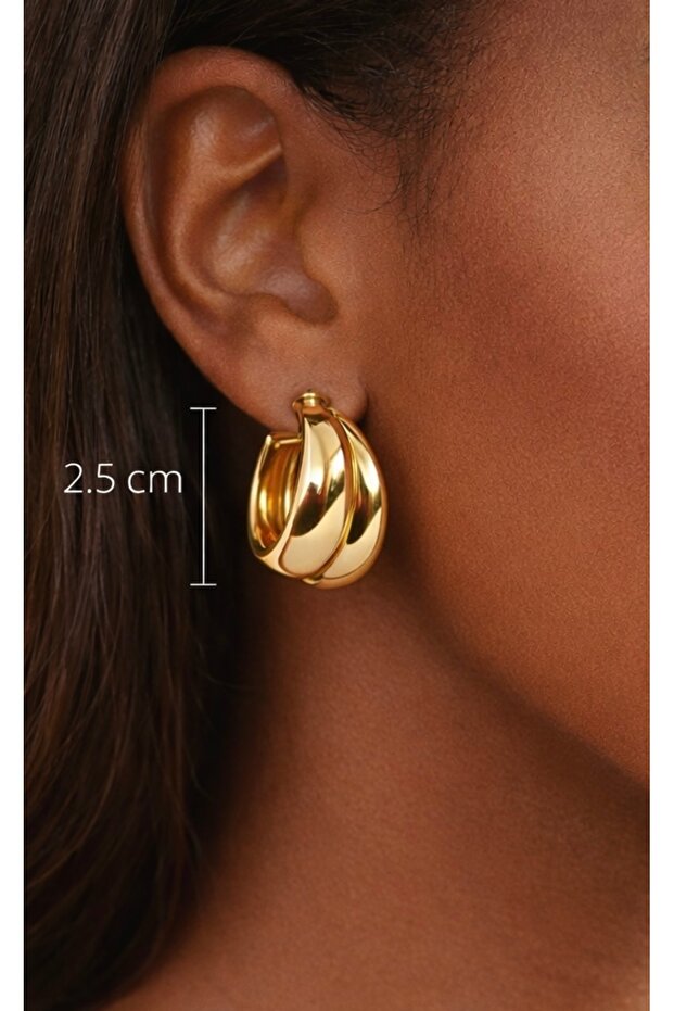 Çelik Çift Halka Küpe - 2