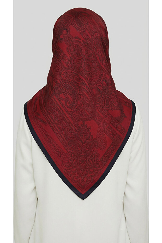 وشاح من البوليستر بنمط عرقي - أحمر - 4
