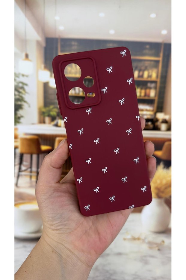 Redmi Note 12 Pro 5g Compatible White Bow Patterned Silicone Shock-Absorbing Classic Protected Rubber Case