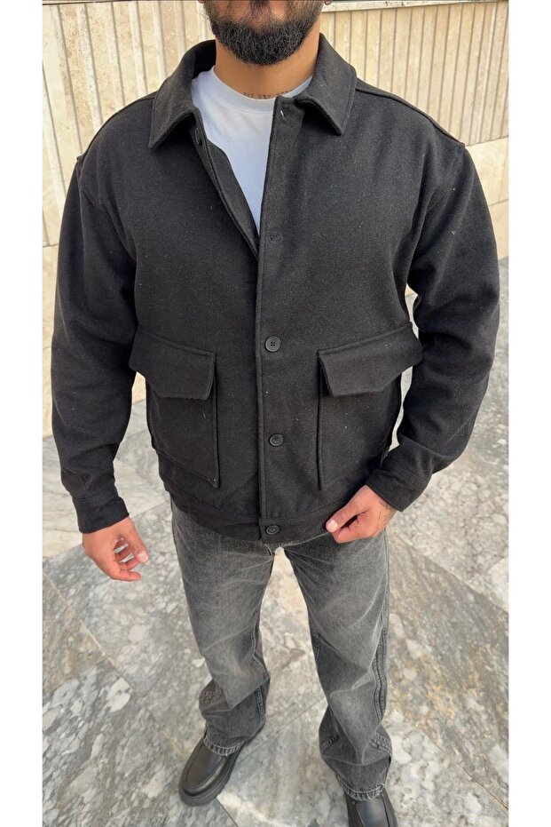 Oversize Kaşe Ceket - 3