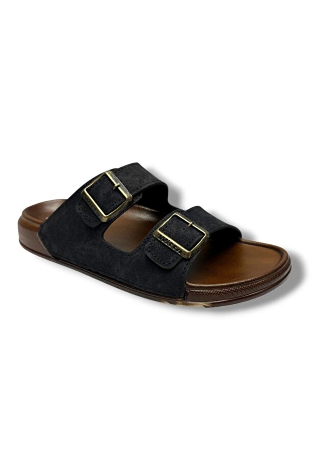 54201-26 Leather Double Band Anatomical Men's Slippers