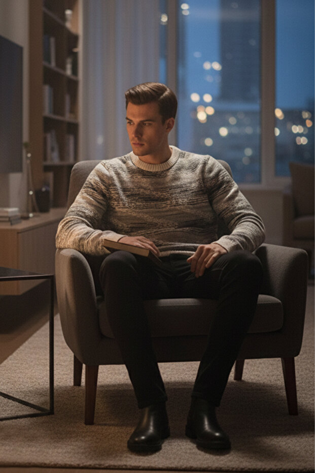 Erkek Bisiklet Yaka Kazak - 3