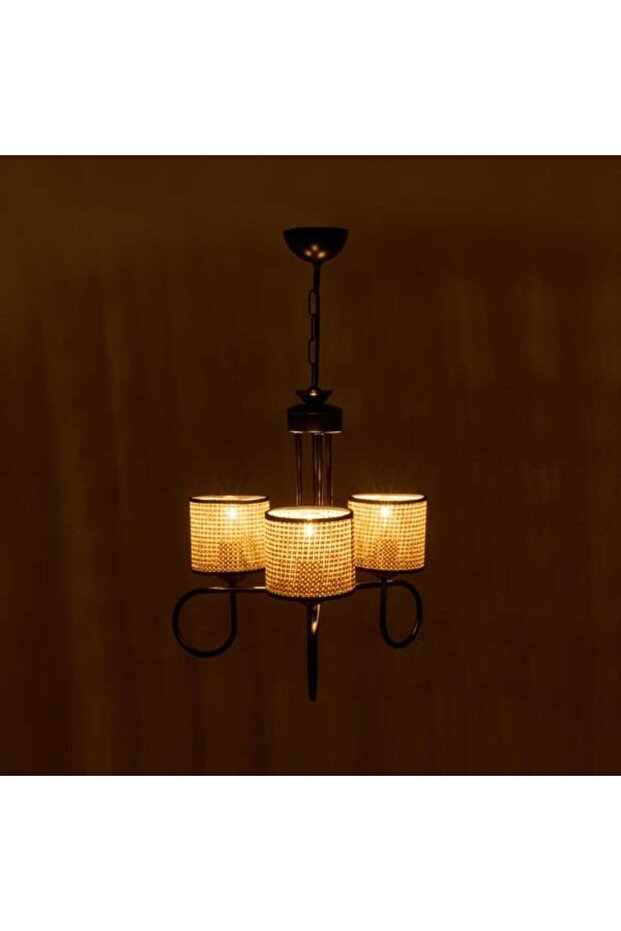 Palermo 3'lü Sarkıt Avize - Siyah / Krem - 3