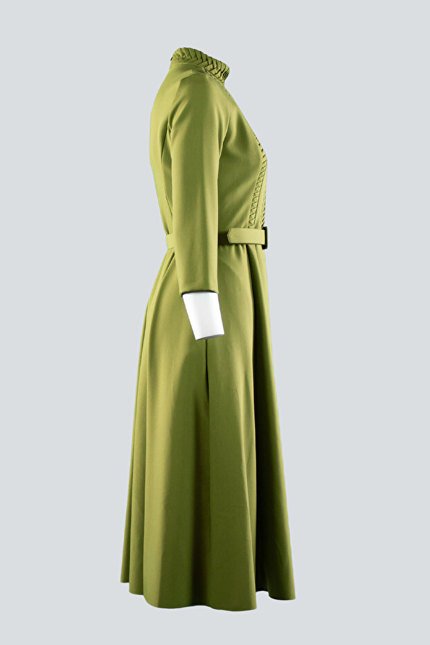 KEMERLİ PLİSELİ ELBİSE - 3