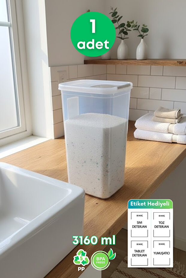 1 Piece Sliding Lid Storage Liquid Powder Detergent Food Storage Box-Detergent Box 3160 ml