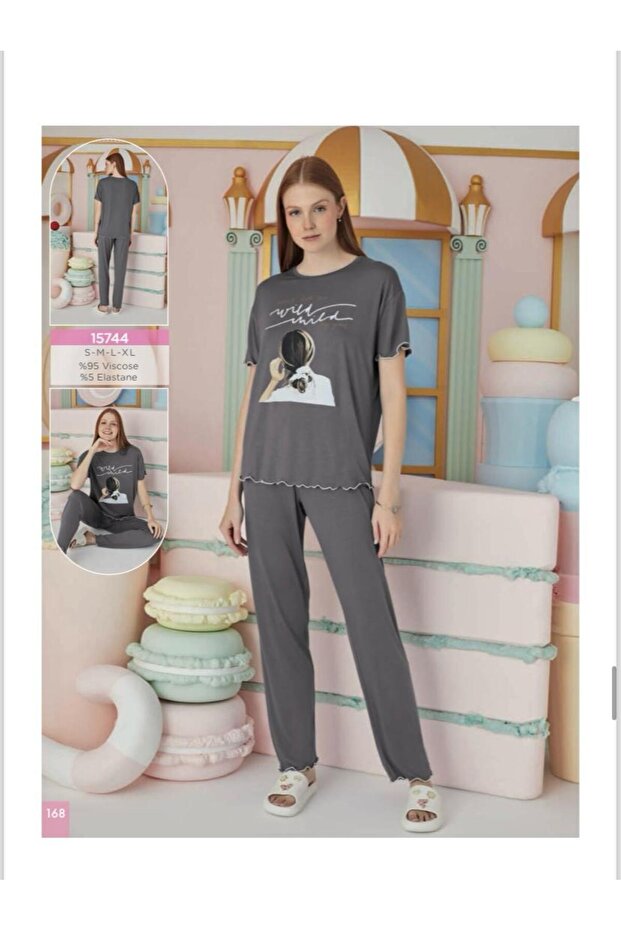 15744 BASKILI PİJAMA TAKIM - 1
