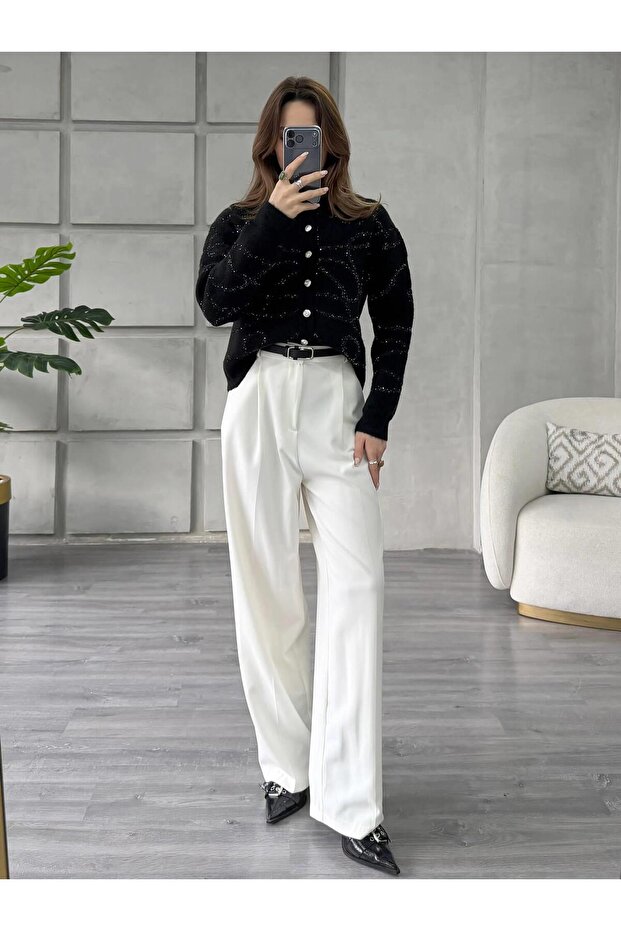 Pullu Düğmeli Ceket 7712 Siyah - 2