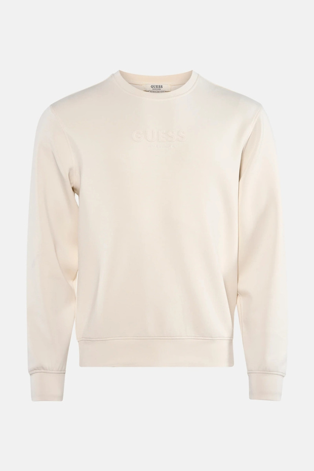 Crew Neck Long Sleeve Scuba Luxe Men's Cream Sweatshirt M6Rq42Kaym2-G1Cv