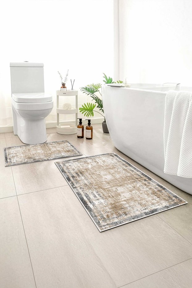 2-Pack Bath Mat, Soft Bathroom Rug, Non-Slip Backing, Washable - 60X100 - 50X60