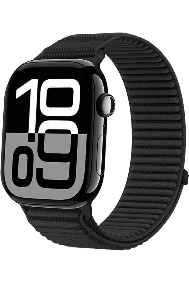 Apple Watch 49mm 46mm 45mm 44mm 42mm | Nylon Loop Sport Band | Black