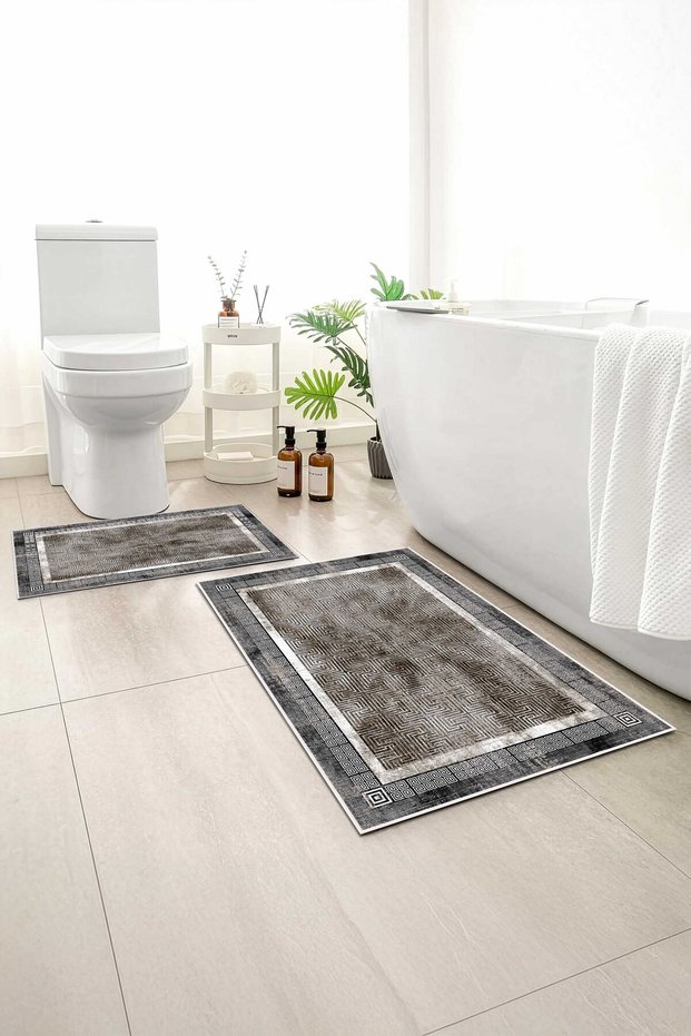 2-Pack Bath Mat, Soft Bathroom Rug, Non-Slip Backing, Washable - 60X100 - 50X60
