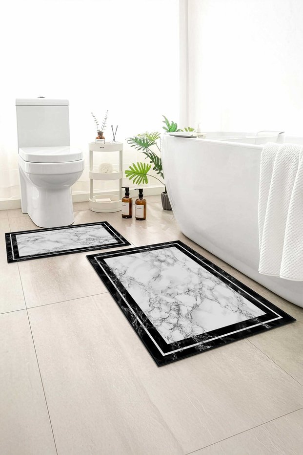 2-Pack Bath Mat, Soft Bathroom Rug, Non-Slip Backing, Washable - 60X100 - 50X60