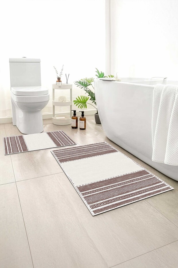 2-Pack Bath Mat, Soft Bathroom Rug, Non-Slip Backing, Washable - 60X100 - 50X60