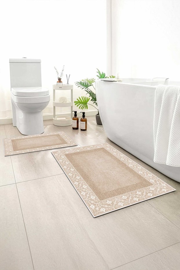 2-Pack Bath Mat, Soft Bathroom Rug, Non-Slip Backing, Washable - 60X100 - 50X60