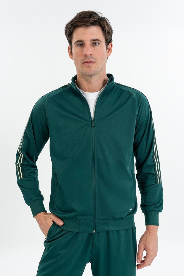 Comfort Men's Mock Neck Green Tracksuit Top