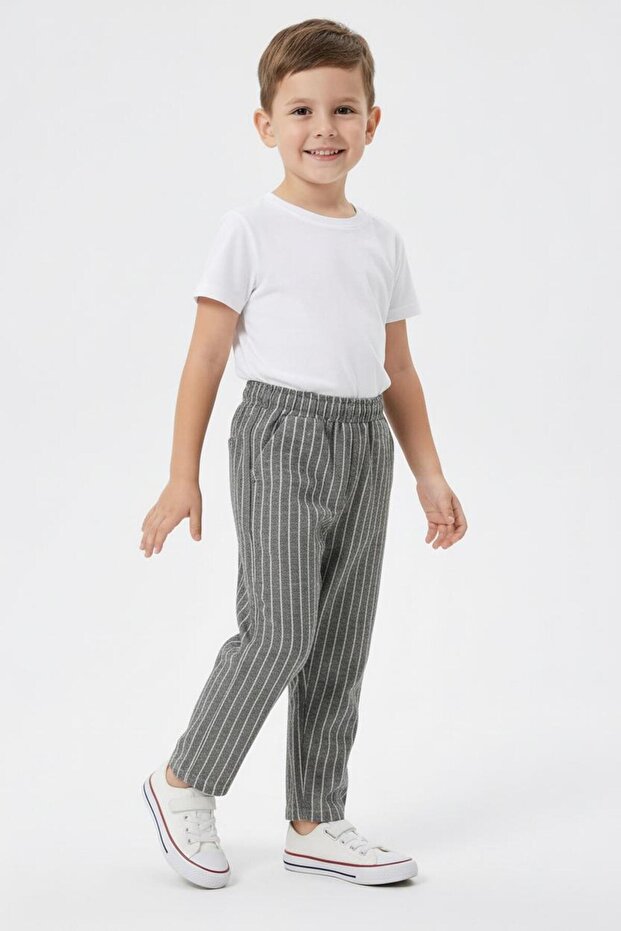 Ριγέ λινό παντελόνι - 2