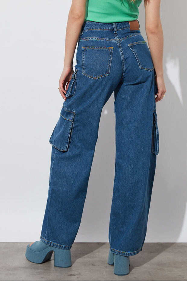 Denim Kargo Pantolon - 4