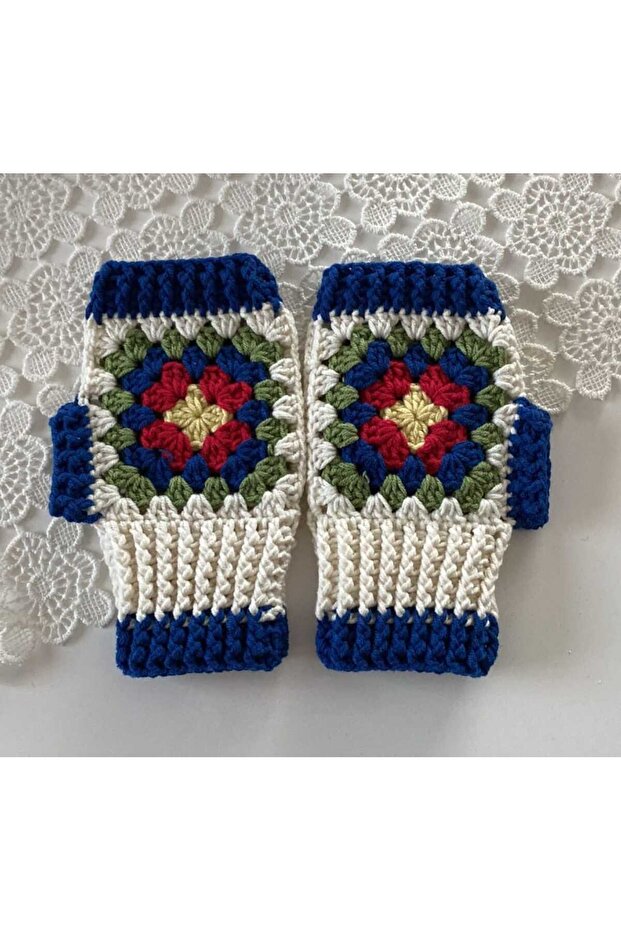 Megahan Colorful Fingerless Patterned Gloves