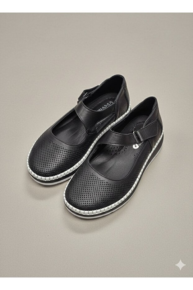 Noble 2019 Zenne Black Leather Ballerinas