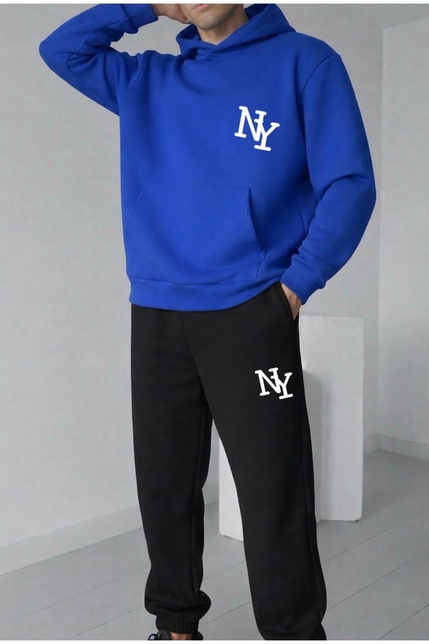 Ny Printed Unisex Men/Women Hooded Oversize Bottom/Top Tracksuit Set