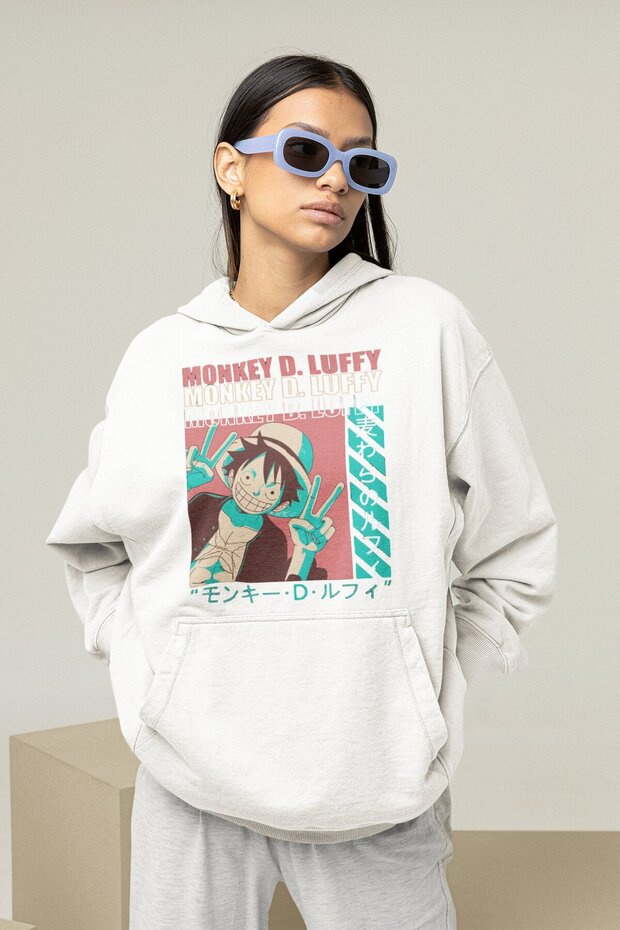 Monkey D. Luffy One Piece Printed Unisex Oversized Anime Tv Series Character Hoodie