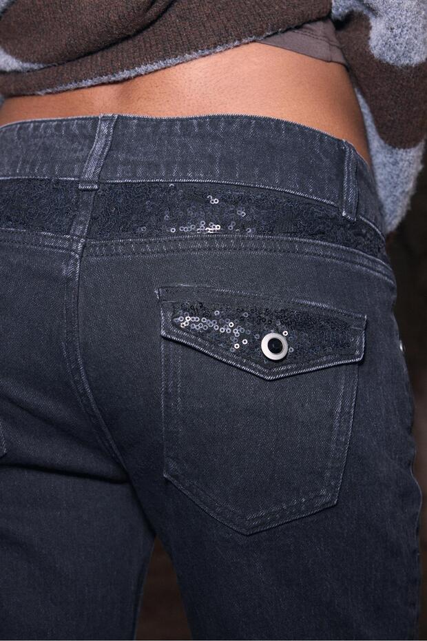 Pullu düşük bel jean - 4