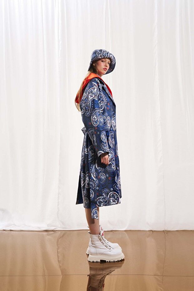 سترة ناعمة بنمط سال باللون الأزرق الداكن 17385 - 2