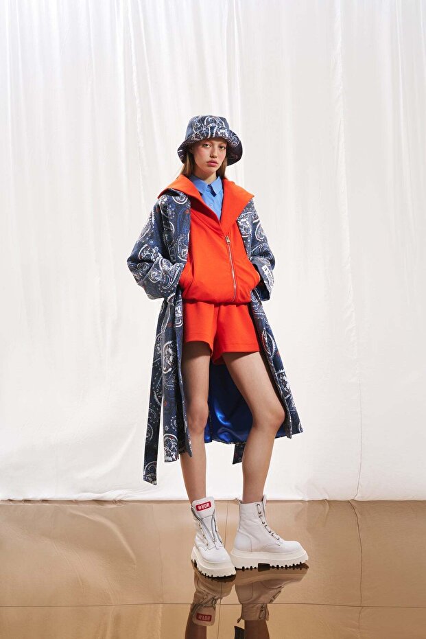 سترة ناعمة بنمط سال باللون الأزرق الداكن 17385 - 4