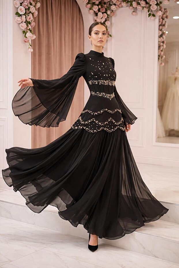 Fiona Abiye Siyah - 6